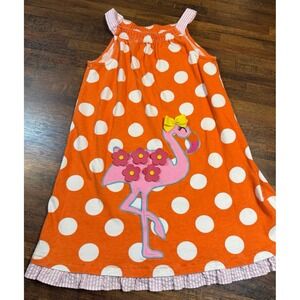 Rare Vintage girls flamingo polka dot dress.  Size 6X. Summer fun. Beach days